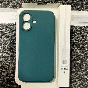 Sleek Green Phone Case with USB-C Cable